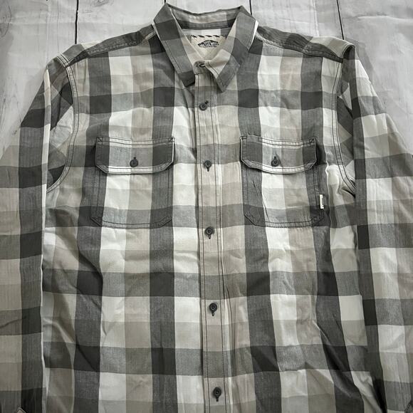 Vans Men’s XL Gray Plaid Long Sleeve Dress Shirt Button Up - Picture 3 of 9
